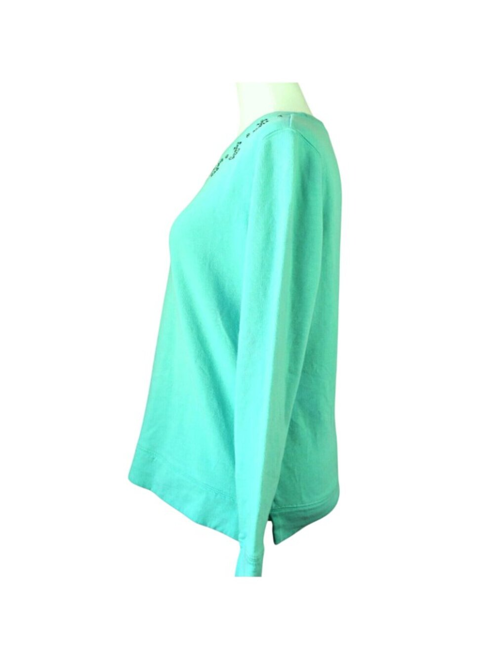 Vineyard Vines XS Aqua Sweater – Beaded Anchor Collar, Cotton, Grand Turk Green - Picture 3 of 7